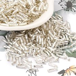 Серебро Стеклянные бусины, серебряная линия, серебряные, 6.5x2 мм, отверстие : 0.8 мм, Около 15000 шт / фунт