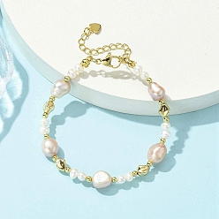 Фора Женские браслеты из бисера из натурального культивированного пресноводного жемчуга, картофель и овал, золотые, оранжевые, 7.09 дюйм (18 см)