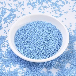 (RR413FR) Matte Opaque Turquoise Blue AB Миюки круглые бусины рокайль, японский бисер, 11/0, (rr 413 fr) матовый непрозрачный бирюзово-синий ab, 2x1.3 мм, Отверстие : 0.8 мм , около 5500 шт / 50 г