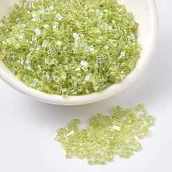 (HTL258) Transparent Chartreuse AB Миюки половина бусины тила, японский бисер, 2 отверстие, (htl 258) прозрачный шрифт ab, 5x2.3x1.9 мм, отверстие : 0.8 мм, Около 250 шт / 10 г