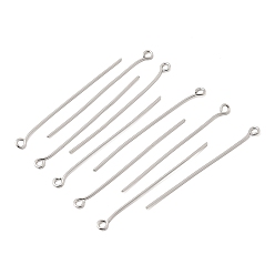 Platino Real Plateado Pasadores de latón Shegrace, sin cadmio y níque y plomo, Platino verdadero plateado, 39.5~40x0.7 mm, agujero: 1.5 mm, sobre 125 unidades / bolsa