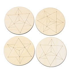 Звезда Сакральная геометрия деревянная сетка, Кристаллические решетки и подставки под алтарь с лазерной гравировкой, круглые, звезда, 100x2.5 мм