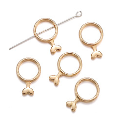 Light Gold Кадр шарик сплава, рыбий хвост, золотой свет, 20.3x13x2.5 мм, отверстие : 1 мм