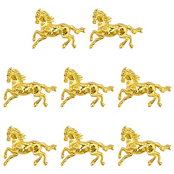 Golden 8Pcs Running Horse Zinc Alloy Lapel Pin Brooches for Backpack Clothes, Golden, 33x47.5mm