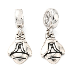 Античное Серебро Латунные европейские подвески с подвесками, Подвески с большими отверстиями, без свинца и без кадмия, очарование насекомых, античное серебро, 20.5 мм, отверстие : 4 мм