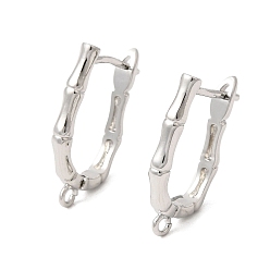 Платина Фурнитура для сережек-колец из бамбука и латуни, с горизонтальными петлями, запереть, платина, 22x14x2.5 мм, отверстие : 1.6 мм, штифты : 1 мм
