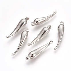 Platinum CCB Plastic Pendants, Pepper, Platinum, 43x10x9mm, Hole: 2mm