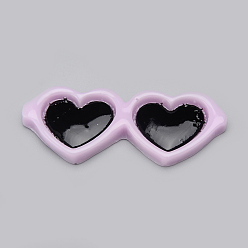 Mixed Color Resin Cabochons, Heart Glasses, Mixed Color, 41~42x17x4mm