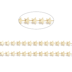 Real 18K Gold Plated Brass Handmade Beaded Chains,  Link Chain, Long-Lasting Plated, Soldered, with Spool, Star,Real 18K Gold Plated, Link: 11x8x0.5mm, about 32.8 Feet(10m)/roll