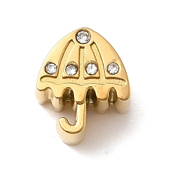 Золотой 304 горный хрусталь из нержавеющей стали европейские шарики, бусины с большим отверстием, зонтик, ионное покрытие (ip), золотые, 11x9.5x8 мм, отверстие : 5 мм