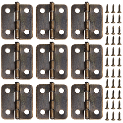 Bronce Antiguo 10 Bolsas, bisagras de tope para cajones de armarios de hierro, conectores, con tornillos de bisagra de repuesto, accesorios de caja de madera, Bronce antiguo, 19x16x2 mm, agujero: 2 mm