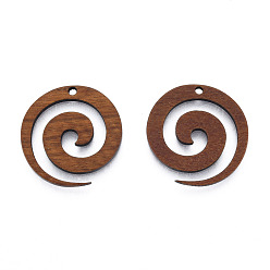 Верблюжий Подвески из натурального орехового дерева, неокрашенными, водоворот очарование, верблюжие, 25x25x2.5 мм, отверстие : 1.8 мм