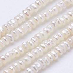 Beige Natural Cultured Freshwater Pearl Beads Strands, Flat Round, Beige, 2~2.5x3~3.8x3~4mm, Hole: 0.5mm, about 162pcs/strand, 13.7 inch