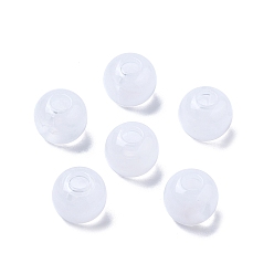 Белый Двухцветные акриловые бусины, бусы из искусственного камня, круглые, белые, 11x9 мм, отверстия: 4 мм и 6.5 мм.