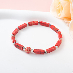 Имперская яшма Браслет-стрейч из натуральной императорской яшмы, 7-1/8 дюйм (18 см)