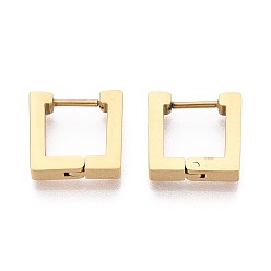 Настоящее золото 18K Серьги из 304 нержавеющей стали, квадратный, ионное покрытие (ip), реальный 18 k позолоченный, 12.5x12.5x3 мм