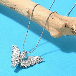 Нержавеющая Сталь Цвет 304 ожерелья с подвесками из нержавеющей стали для женщин, ангел, цвет нержавеющей стали, 19.88 дюйм (50.5 см)