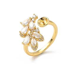 Золотой Фурнитура для сережек из латуни с прозрачным кубическим цирконием, цветок, без кадмия и без свинца, стойки покрытие, долговечный, золотые, 17 мм