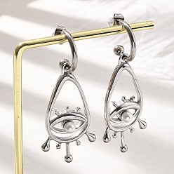 Нержавеющая Сталь Цвет 304 серьги-гвоздики из нержавеющей стали с жемчугом для женщин, слеза с глаз, цвет нержавеющей стали, 53.5x21 мм