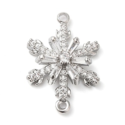 Платина Латунные подвески из прозрачного кубического циркония, без кадмия, без никеля и без свинца, снежинка ссылки, платина, 20x14x5 мм, отверстие : 1.4 мм