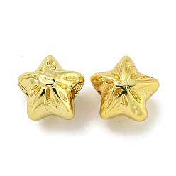 Настоящее золото 18K Стойки обшивки латунные бусины, долговечный, без кадмия и без свинца, звезда, реальный 18 k позолоченный, 8.5x8.5x6.5 мм, отверстие : 2 мм