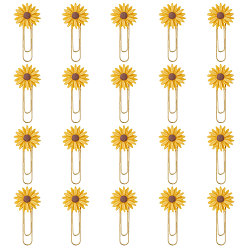 Золотой 40Железные овальные скрепки для бумаг, смолой цветок, золотые, 57 мм