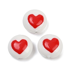 Белый Бусины лэмпворк , плоско-круглые с сердцем, белые, 16~16.5x9.5 мм, отверстие : 1.5 мм