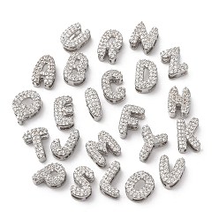 Платина Латунные микро проложить кубического циркония бусы, буква аз, долговечный, стойки покрытие, без кадмия и без свинца, платина, 8~9.5x4~8x4.5 мм, отверстие : 1.8 мм