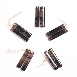 Обсидиан Природные подвески обсидиана, для изготовления ювелирных изделий, прямоугольные, 48~48.5x10~10.5x4~4.5 мм, отверстие : 1 мм