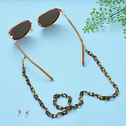 Goldenrod Eyeglasses Chains, Neck Strap for Eyeglasses, with Acrylic Paperclip Chains, 304 Stainless Steel Lobster Claw Clasps and  Rubber Loop Ends, Goldenrod, 28.54 inch(72.5cm)