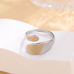 Stainless Steel Color 304 Stainless Steel Open Cuff Rings, Teardrop, Stainless Steel Color, Inner Diameter: 17.4mm