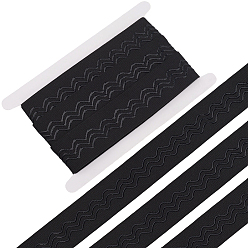 Черный 5м полиэстеровые нескользящие силиконовые эластичные захваты для шитья одежды, плоский, с 1картами для демонстрации на картоне, чёрные, 40 мм, около 5.47 ярдов (5 м) / комплект