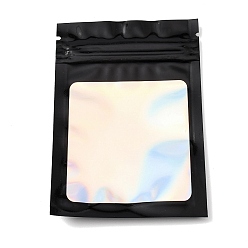 Черный Пластиковые пакеты с застежкой-молнией «инь-ян», самозакрывающиеся пакеты с окошком, прямоугольные, чёрные, 9.9x7x0.01 см, односторонняя толщина: 2.7 мил(0.07мм)