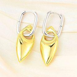 Платиновый & Золотой Женские латунные серьги-кольца с конским глазом, стойки покрытие, прочное покрытие, без кадмия и без свинца, два тона, платиной и золотом, 55.5x16 мм