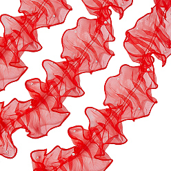 Красный 2м ленты из органзы, с пластиковой жемчужиной для украшения шитья, красные, 4-3/8~5-1/8 дюйм (110~130 мм)