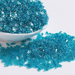 (QTL2458) Transparent Teal AB MIYUKI Quarter TILA Beads, Japanese Seed Beads, 2-Hole, (QTL2458) Transparent Teal AB, 5x1.2x1.9mm, Hole: 0.8mm, about 24000pcs/500g