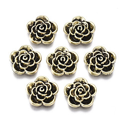 Antique Golden Tibetan Style Alloy Cabochons, Fit Floating Locket Charms, Flower, Antique Golden, 11.5x12x3mm