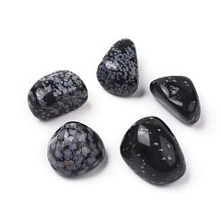 Schneeflocken-Obsidian 5pcs natürliche Schneeflocken-Obsidianperlen, getrommelt Stein, Vasenfüller Edelsteine, kein Loch / ungekratzt, Nuggets, 20~35x13~23x8~22 mm
