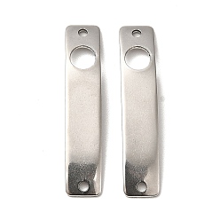 Round Tarnish Resistant 201 Stainless Steel Connector Charms, Curved Rectangle Links with Hollow Pattern, Stainless Steel Color, Round, 30x6x0.8mm, Hole: 1.4mm