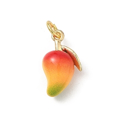 Mango Латунь эмаль подвески, фруктовые прелести, стойки покрытие, долговечный, с целью перехода в кольце, золотые, манго, 17x10x7 мм