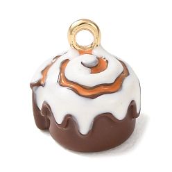 Brown Brass Enamel Pendants, Ice Cream Charms, Golden, Brown, 10.5x10x11mm, Hole: 1.6mm