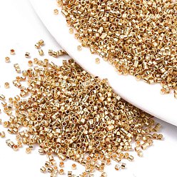 Золотистый Fgb 11/0 стеклянный бисер класса А, цилиндр, однородный размер бисера, металлических цветов, золотые, 1.5x1 мм, отверстие : 0.5 мм, около 20000 шт / упаковка