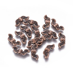 Красная Медь Сплавочные овальные бусины тибетского стиля , без свинца, без кадмии и без никеля, красная медь, крыло, 19x7.5x3.5 мм, отверстие : 1.5 мм