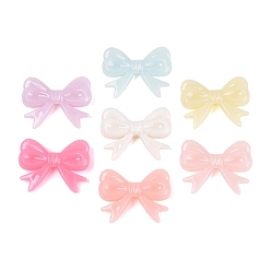 Mixed Color Imitation Jelly Plastic Beads, Bowknot, Mixed Color, 22x28x6mm, Hole: 1.8~2mm, about 345pcs/500g