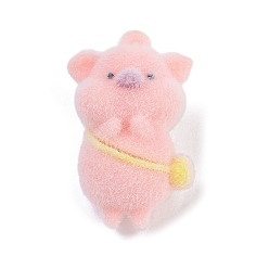 Pink Кулоны из флокированной смолы, свинья, розовые, 44x30x21 мм, отверстие : 3 мм