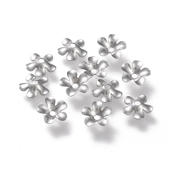 Stainless Steel Color 304 Stainless Steel Bead Caps, 5-Petal, Flower, Stainless Steel Color, 6x6.5x1.5mm, Hole: 1.2mm