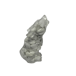 Говлит Украшение для дисплея волка из смолы, с натуральными чипсами из говлита внутри для украшения стола в домашнем офисе, 15x25x50 мм