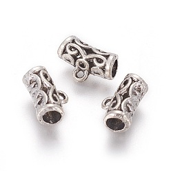 Antique Silver Tibetan Style Alloy Tube Bails, Loop Bails, Antique Silver, 8x11.5x5mm, Hole: 1mm, Inner Diameter: 3mm