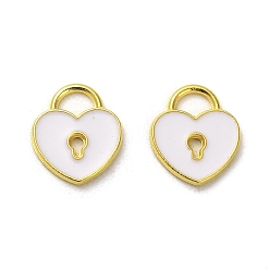Белый Подвески из эмали и сплава, золотые, подвеска в виде замка в виде сердца, белые, 12.5x11x1 мм, отверстие : 3x4 мм
