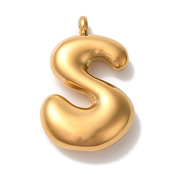 Letter S Ионное покрытие (ip) 304 подвески из нержавеющей стали, шарм-буква, золотые, Письмо с, 25.5x16.5x6 мм, отверстие : 2 мм